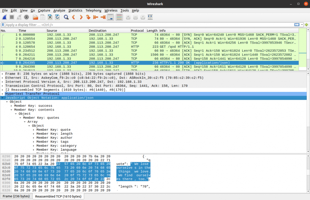 Wireshark screenshot